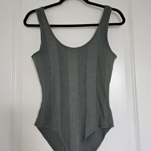 Gray Ribbed Bodysuit